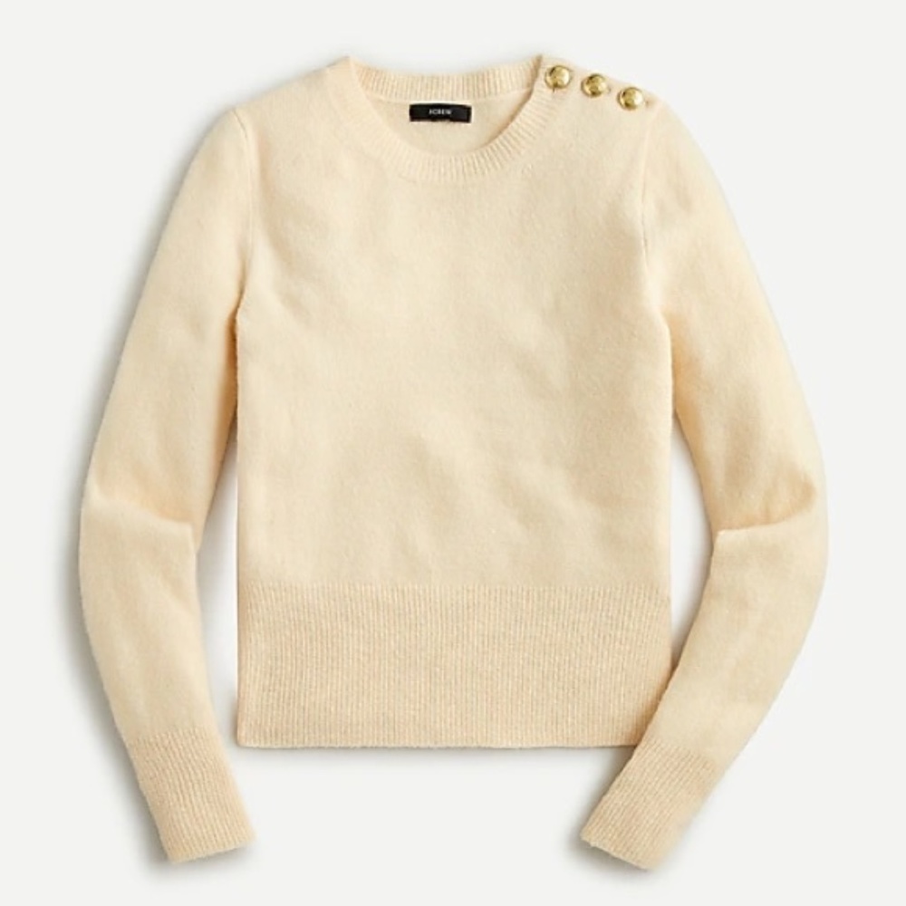 J. Crew Sweater Crewneck Sweater With Shoulder Buttons Merino Wool AU196